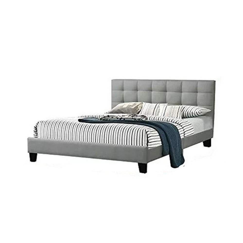 Dex Modern Platform California King Bed, Tufted Upholstery, Light Gray - BM301429