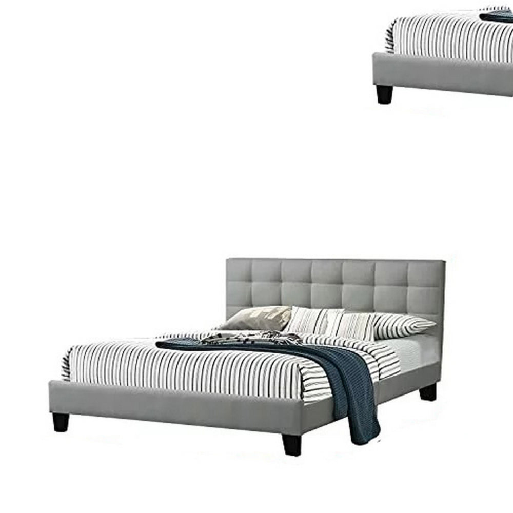 Dex Modern Platform California King Bed, Tufted Upholstery, Light Gray - BM301429