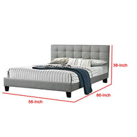 Dex Modern Platform Full Size Bed, Plush Tufted Upholstery, Light Gray - BM301431