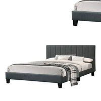 Eve Platform California King Bed, Channel Tufted Charcoal Gray Upholstery - BM301433