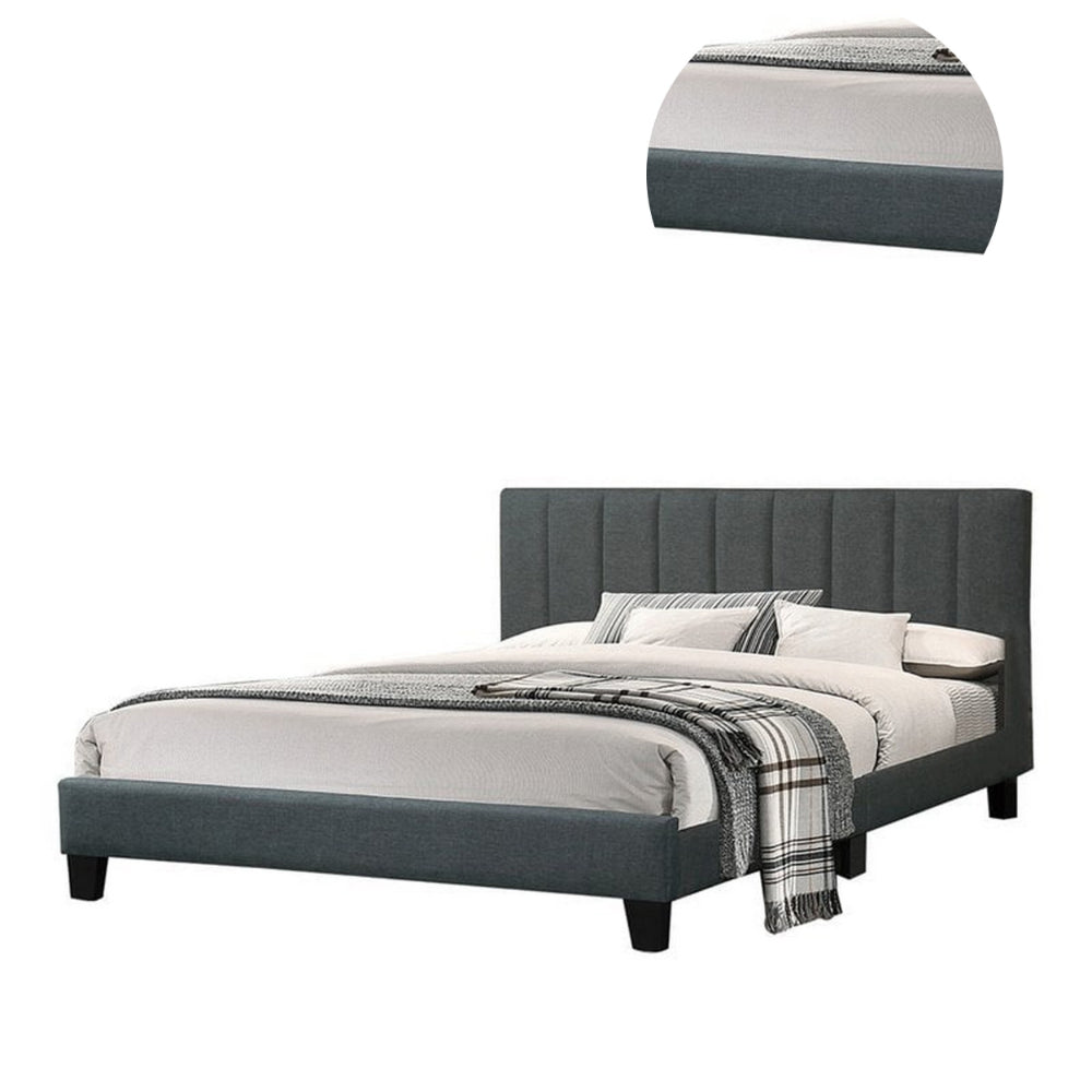 Eve Platform California King Bed, Channel Tufted Charcoal Gray Upholstery - BM301433