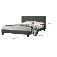 Eve Platform Queen Size Bed, Vertical Channel Tufting, Charcoal Upholstery - BM301436