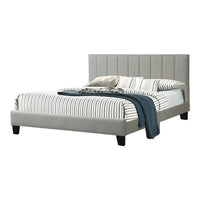 Eve Platform Full Size Bed, Vertical Channel Tufted Light Gray Upholstery - BM301439