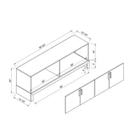 60 Inch TV Entertainment Console, 2 Cabinets, Metal Bar Handles, White - BM301556