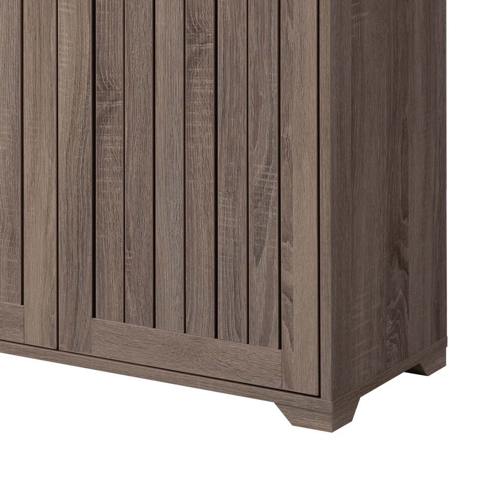 47 Inch Double Door Cabinet Console with 4 Open Shelves, Dark Taupe Brown - BM301559