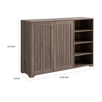 47 Inch Double Door Cabinet Console with 4 Open Shelves, Dark Taupe Brown - BM301559