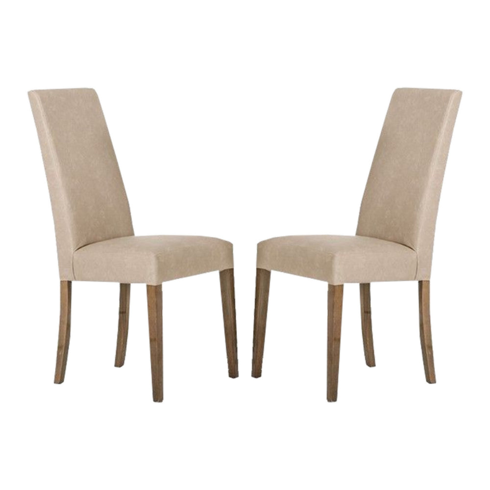 18 Inch Dining Chair, Set of 2, Beige Vegan Faux Leather, Parson Style - BM301700