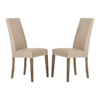 18 Inch Dining Chair, Set of 2, Beige Vegan Faux Leather, Parson Style - BM301700