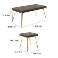 3 Piece Coffee and End Table Set, Steel Legs, Wood Grain Details, Brown - BM302041