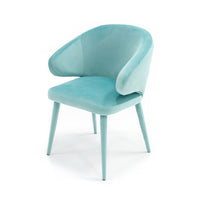 19 Inch Dining Chair, Fully Upholstered, Curved Back, Aqua Blue Velour - BM302095