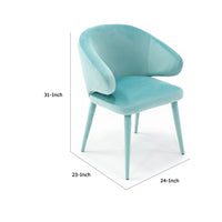 19 Inch Dining Chair, Fully Upholstered, Curved Back, Aqua Blue Velour - BM302095