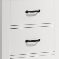 Jermy 22 Inch Nightstand, 2 Drawers, Black Handles, Crisp White Finish - BM302230