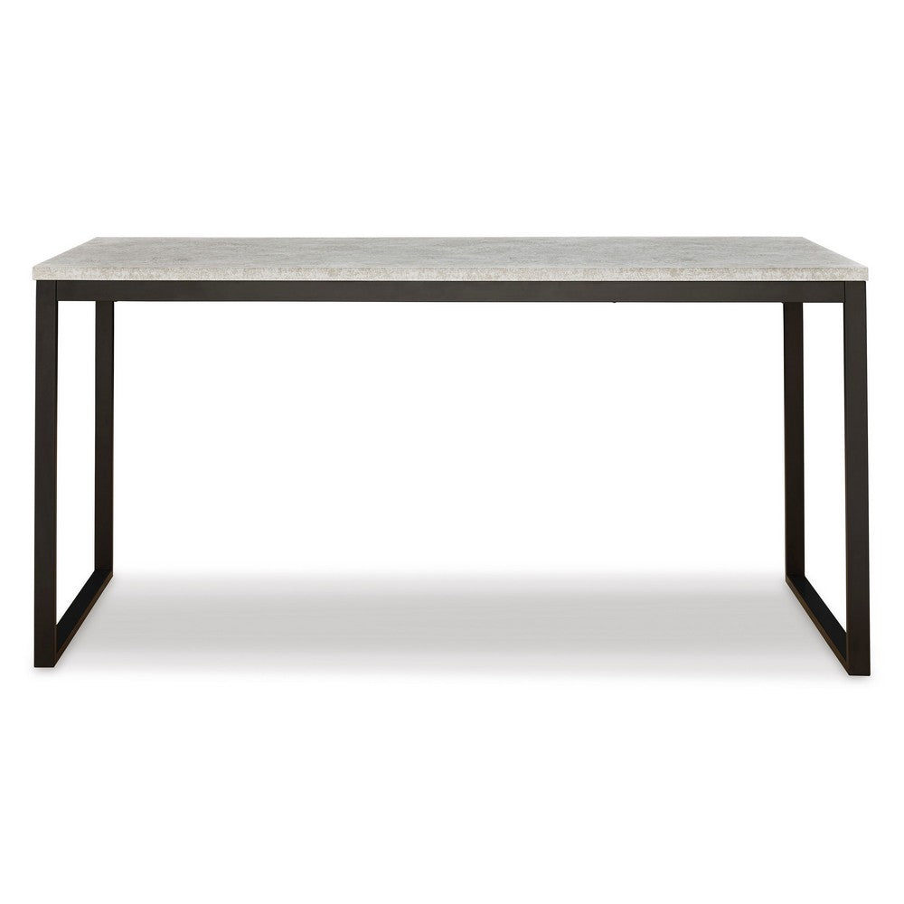 Modern 63 Inch Home Office Desk, Faux Concrete Melamine Top, Dark Pewter - BM302385