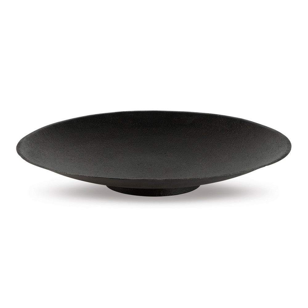 20 Inch Modern Display Bowl, Antiqued Metal Design, Warm Dark Brown Finish - BM302398