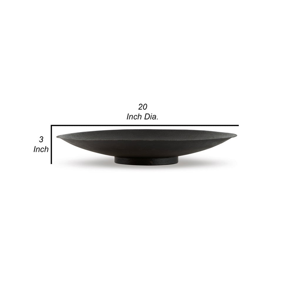 20 Inch Modern Display Bowl, Antiqued Metal Design, Warm Dark Brown Finish - BM302398