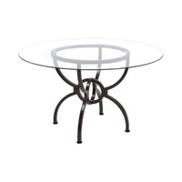 48 Inch Round Dining Table, Clear Glass Top, Interlocked Ring Motif Legs - BM302433