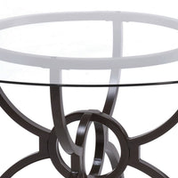 48 Inch Round Dining Table, Clear Glass Top, Interlocked Ring Motif Legs - BM302433