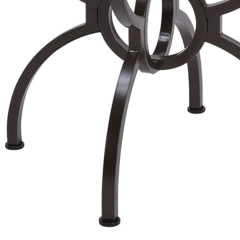 48 Inch Round Dining Table, Clear Glass Top, Interlocked Ring Motif Legs - BM302433