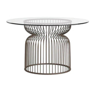 30 Inch Cage Style Dining Table Base, Hollow Cylinder Base, Gray Metal - BM302434