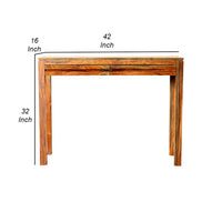 42 Inch Console Sofa Table, 2 Gliding Drawers, Sheesham Wood, Chestnut - BM302460