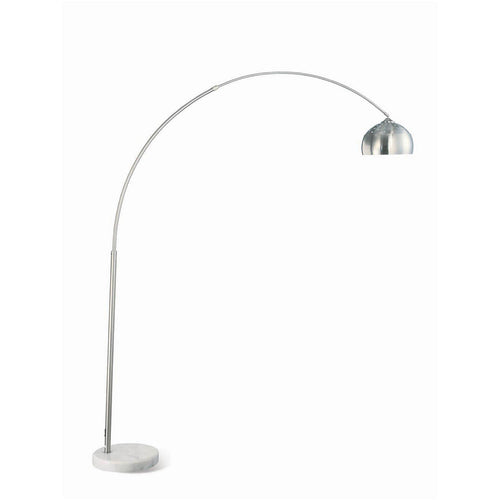 85 Inch Floor Lamp with Arched Body, Binary Switch, Marble Base, Silver - BM302471