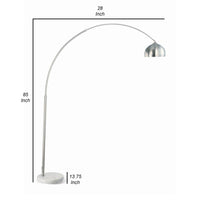 85 Inch Floor Lamp with Arched Body, Binary Switch, Marble Base, Silver - BM302471