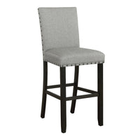 Lok 30 Inch Wood Barstool, Set of 2, Nailhead Trim, Padded Seating, Gray - BM302481