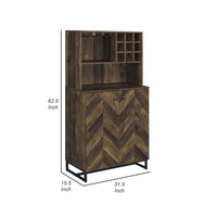 63 Inch Wine Cabinet with Double Doors, 2 Adjustable Shelves, Rich Brown - BM302489