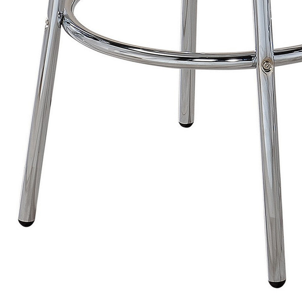 42 Inch Round Bar Table, Ribbed Apron, Glossy White Lacquer, Retro Style - BM302502