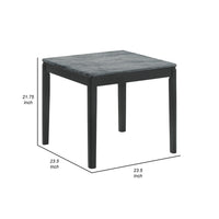 Kyo 24 Inch End Table, Gray Faux Marble Top, Sandy Texturing, Black Legs - BM302513