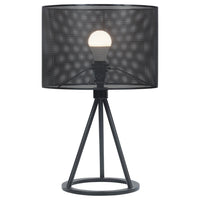 19 Inch Table Lamp, Metal Mesh Drum Shade, Tripod Style Base, Matte Black - BM302520