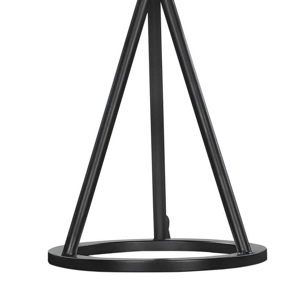 19 Inch Table Lamp, Metal Mesh Drum Shade, Tripod Style Base, Matte Black - BM302520