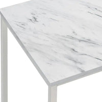 24 Inch End Table, Faux Marble Rectangular Top, Cantilever Steel Base  - BM302527