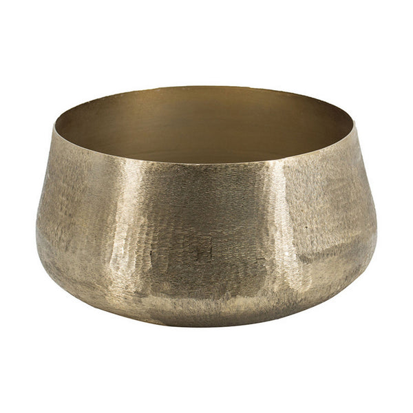 Set of 2 Metal Bowls, Seude Gold Finish, Curved Shape, Streaked Texture - BM302549