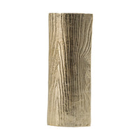 15 Inch Modern Vase, Naturalistic Tree Trunk Texture, Shiny Gold Finish - BM302551