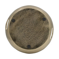 15 Inch Round Decorative Platter Tray, Sloped Rim, Texture Brass Gold  - BM302553