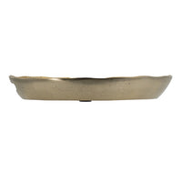 15 Inch Round Decorative Platter Tray, Sloped Rim, Texture Brass Gold  - BM302553