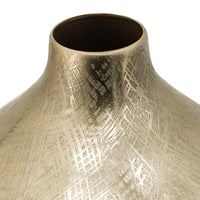 Pansy 14 Inch Modern Vase, Metal, Tall Curved Shape, Bottleneck, Gold  - BM302558