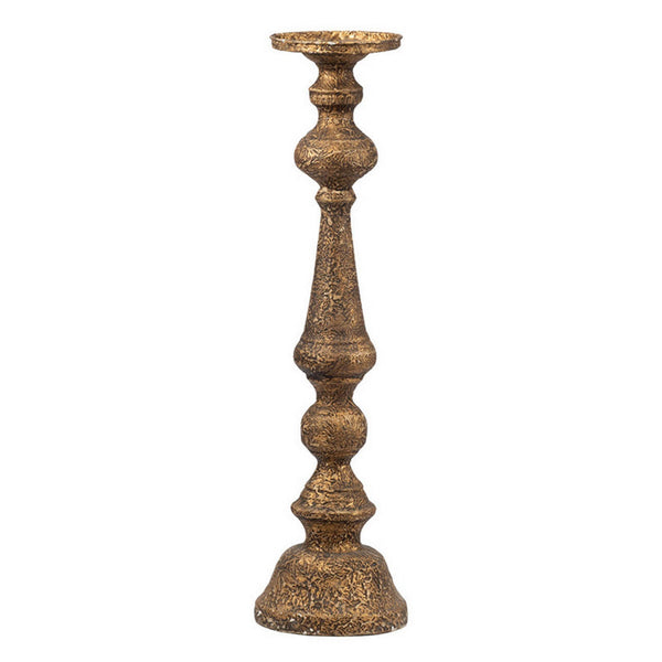 Mia 24 Inch Pillar Candle Holder, Antique Brass Metal, Turned Pedestal - BM302560