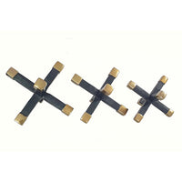 3 Piece Modern Accent Tabletop Decorations, X Shaped Jacks, Black, Gold - BM302568