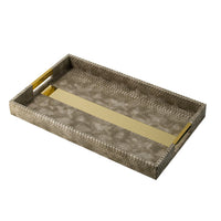 Set of 2 Textured Nesting Trays, MDF Frame, Vegan Faux Leather, Flannel - BM302571