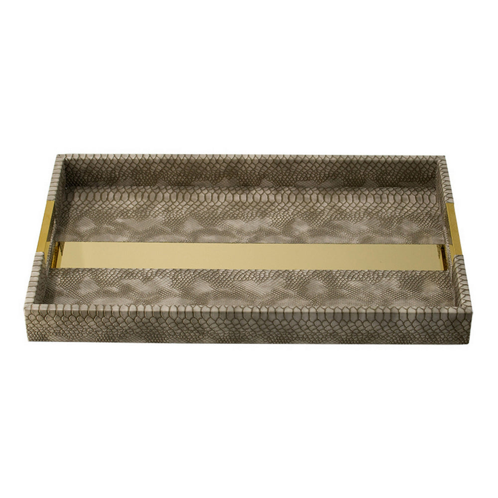 Set of 2 Textured Nesting Trays, MDF Frame, Vegan Faux Leather, Flannel - BM302571