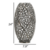 14 Inch Aluminum Accent Vase, Tall Curved Cut Out Design, Intricate Details - BM302592