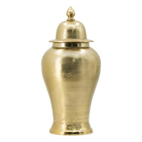 21 Inch Lidded Vase Urn, Finial Accent, Brilliant Gold Aluminum Finish - BM302593