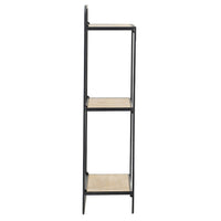 32 Inch Shelving Unit, Black Curved Iron Frame, Three Fir Wood Shelves - BM302601