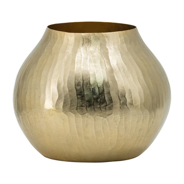 Kria 11 Inch Modern Curved Vase, Hammered Texture, Gold Aluminum Finish - BM302604