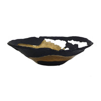 18 Inch Elegant Decorative Bowl, Aluminum, Cutwork Design, Gold, Black - BM302652