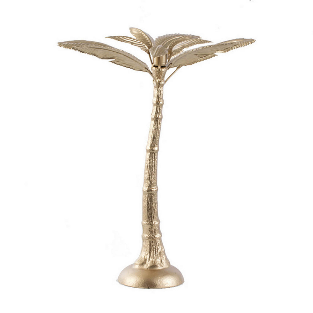 16 Inch Tall Artisan Candle Holder Inspired by A Palm Tree, Iron, Gold - BM302679