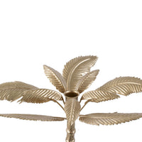 16 Inch Tall Artisan Candle Holder Inspired by A Palm Tree, Iron, Gold - BM302679