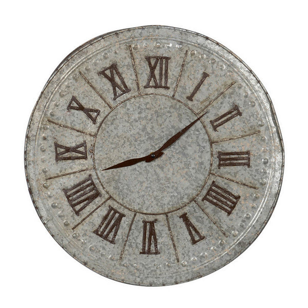 20 Inch Classic Round Wall Clock, Metal, Roman Numerals, Vintage Gray  - BM302683